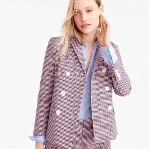 J Crew Tattersall Red/Navy Suiting Blazer Sz 14